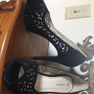 Top Moda Heels with Peek a Boo Toe - size 8